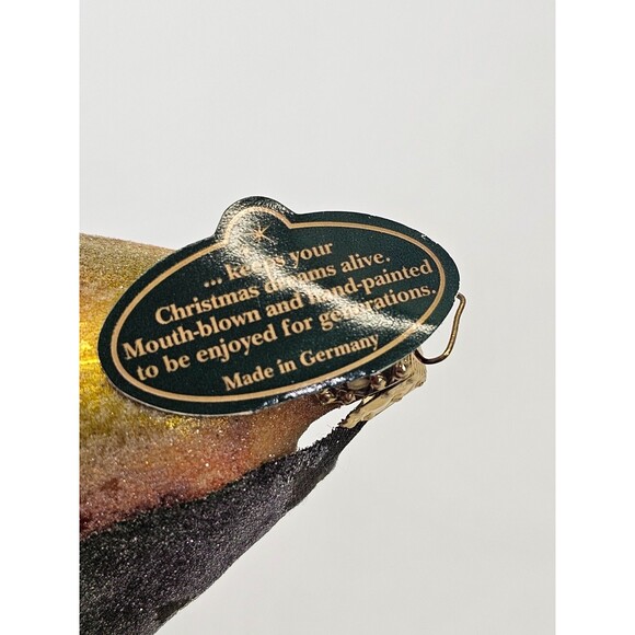 NEW VINTAGE Christborn Marshall Field's Blown Glass Sparkly Pear Ornament Fruit - Picture 6 of 6